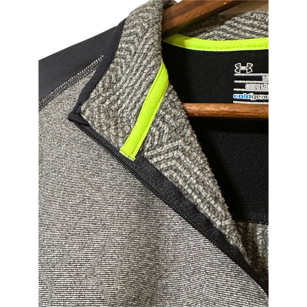 Under Armour ColdGear Mens 1/2 Zip Pullover Gray Black Fleece‎ Athletic med - Picture 2 of 7